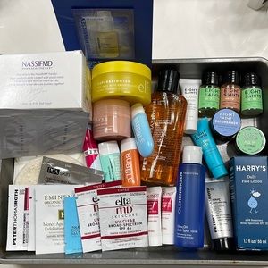 Large lot of skincare samples: ELF, Clinique, NassifMD, Peter Thomas Roth & More